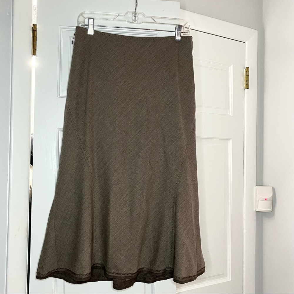 Elie Tahari Brown Wool Casual Midi Skirt for Fall